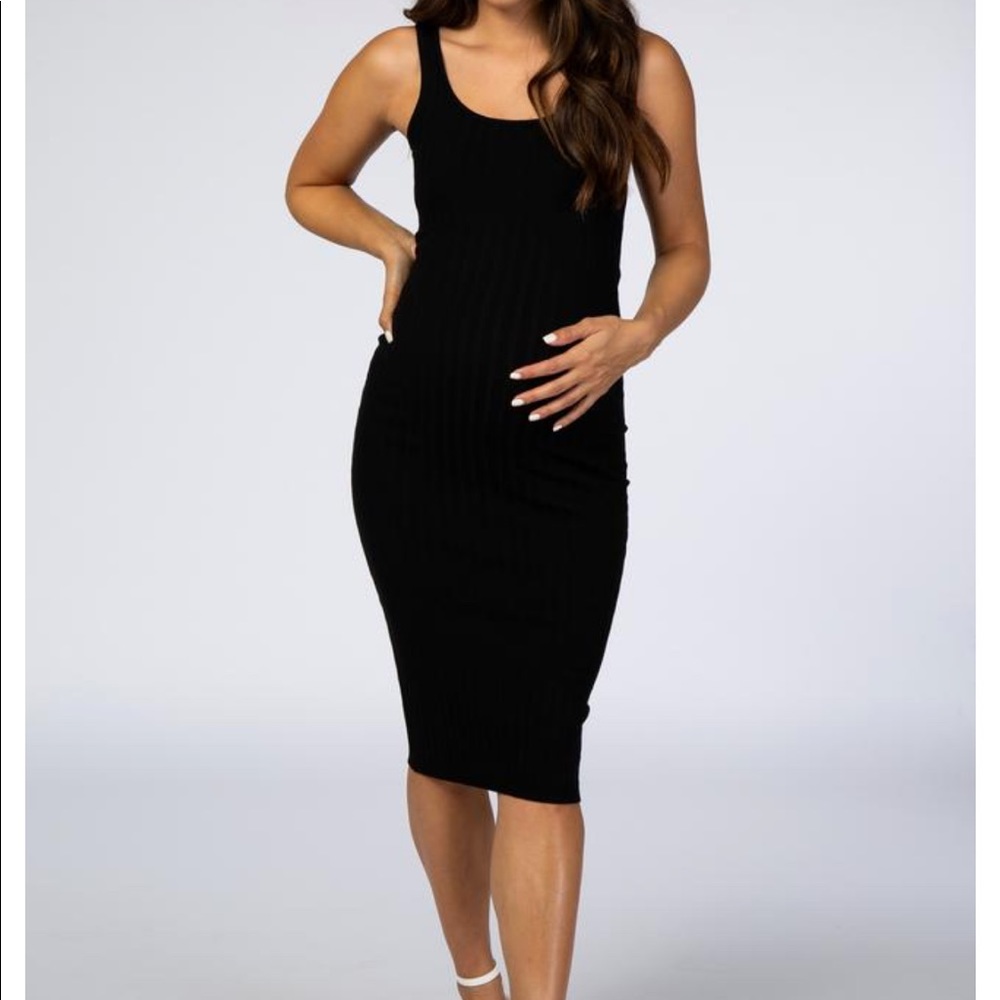 Black pink blush maternity tank dress